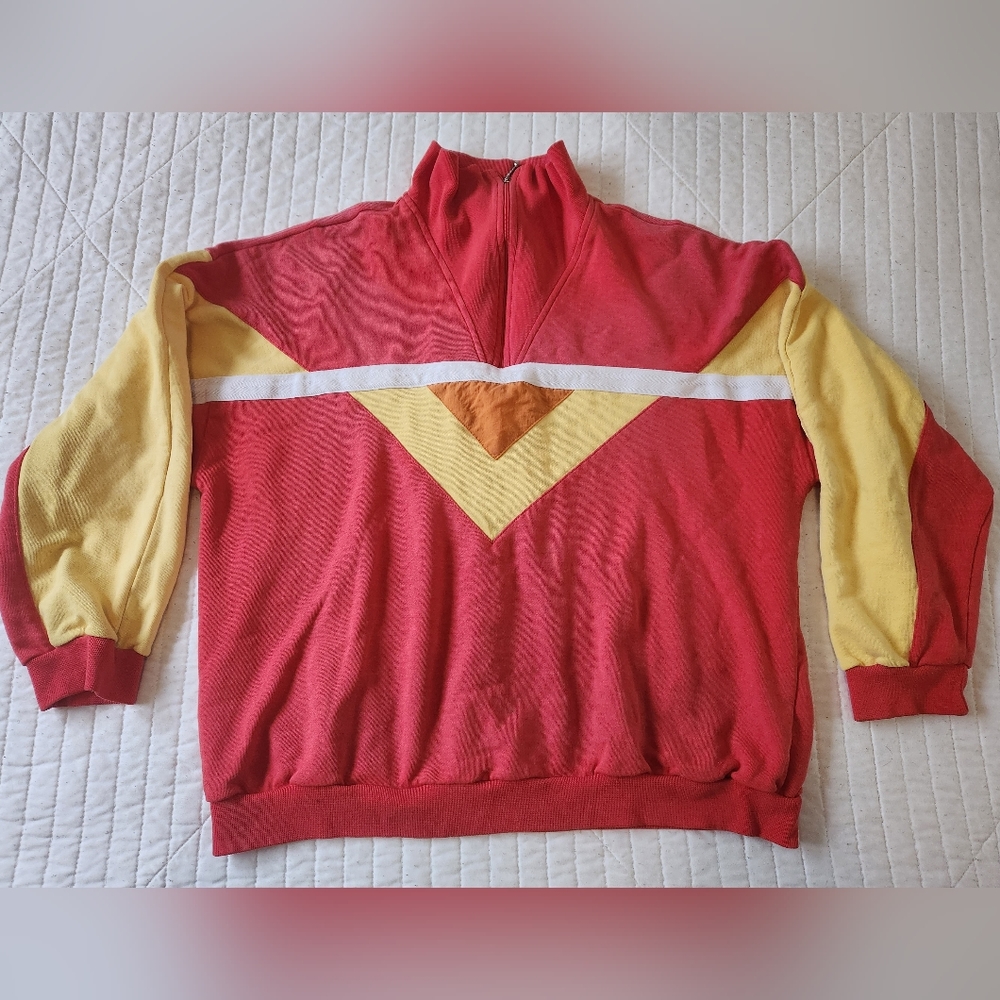 Vintage Retro half zip orange sweatshirt
